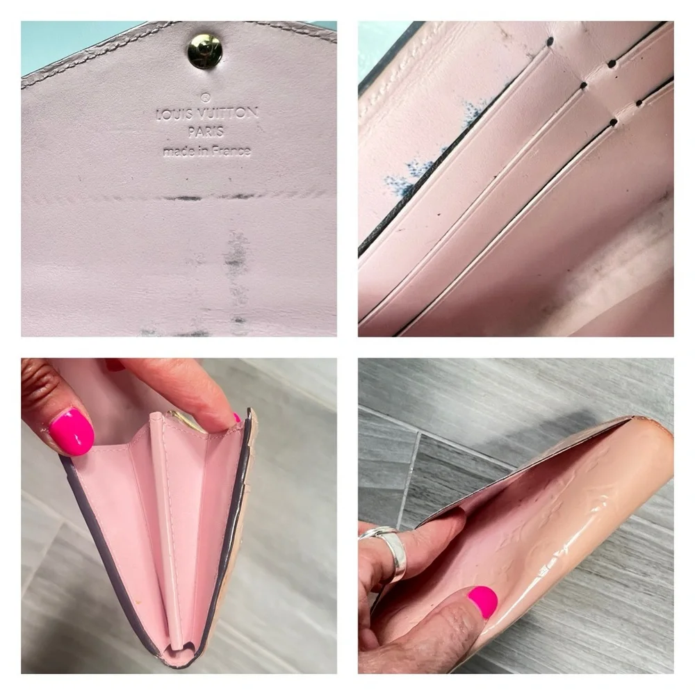 Louis Vuitton Monogram Vernis Portefeuille Sarah Long Wallet Rose Pink Authentic